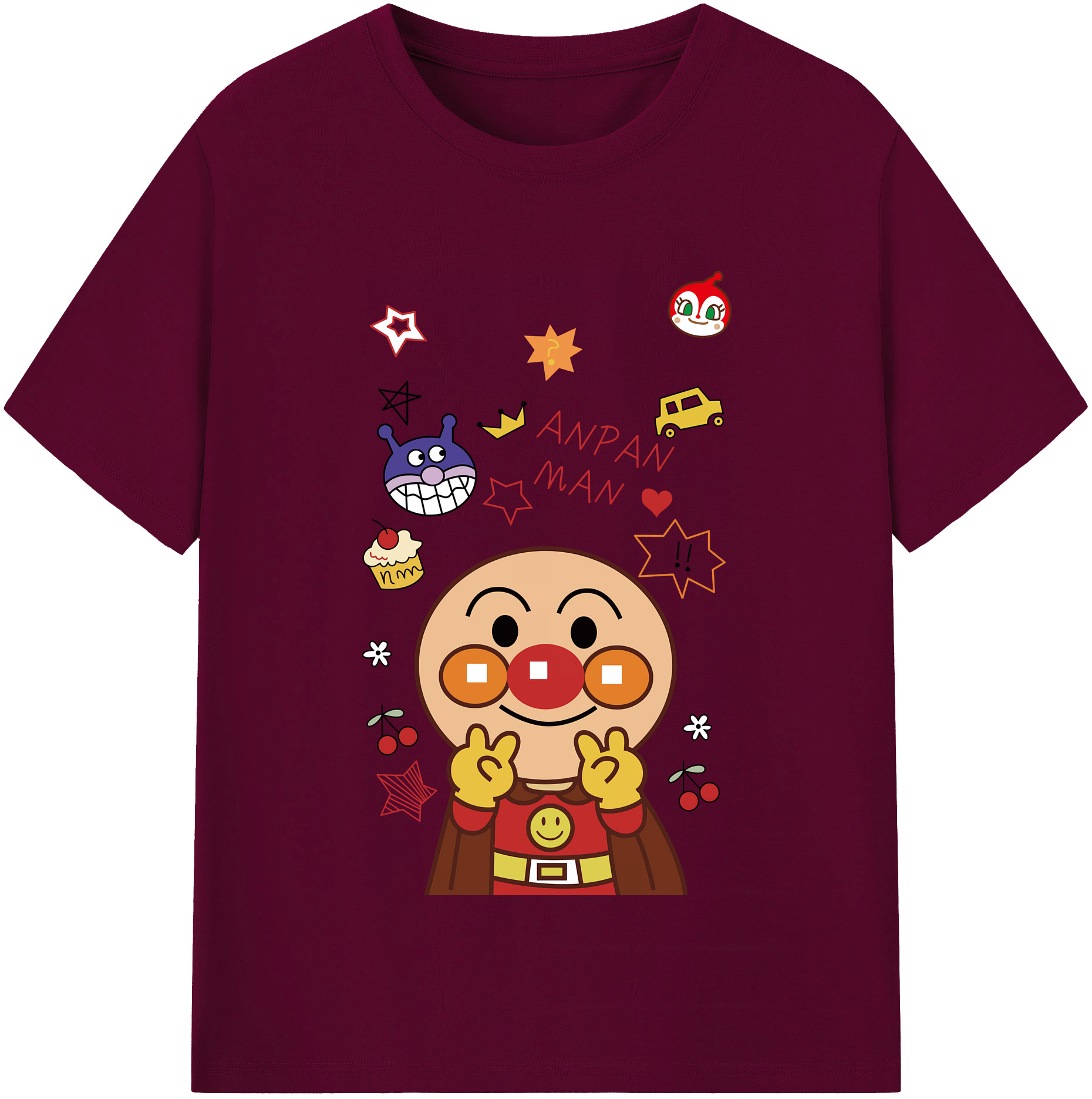 （画像用） アンパンマン Anpanman レディースカジュアルプリントTシャツ（綿100％）
